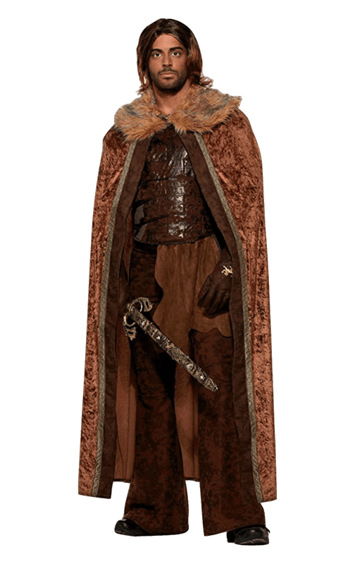 Men's Medieval Fantasy Faux Fur Trimmed Costume Cape