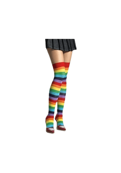Spandex Acrylic Rainbow Striped Thigh Highs